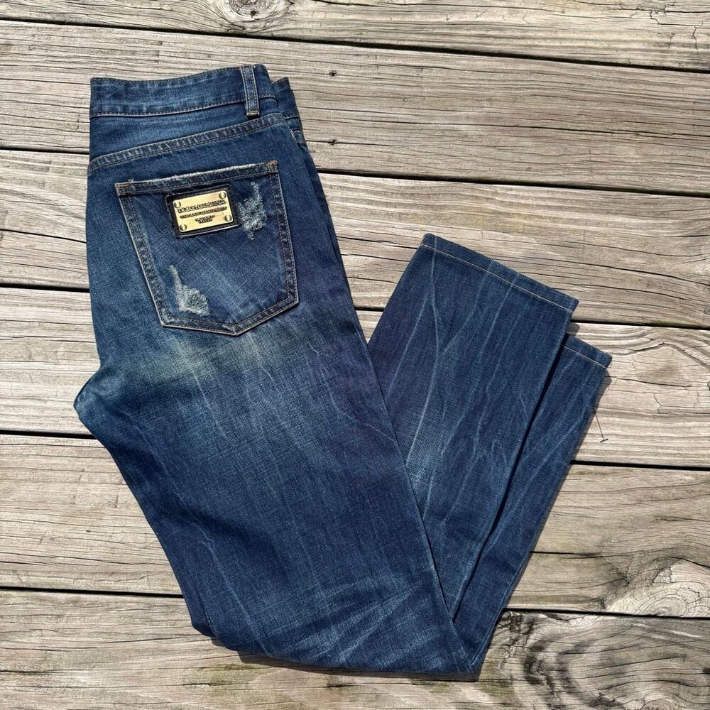 Dolce & Gabbana Women’s Size 29 Slim Distressed Dark Wash Jeans